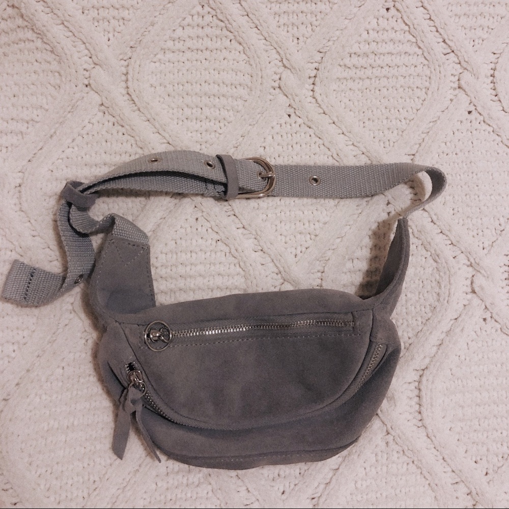 Grey suede fanny pack